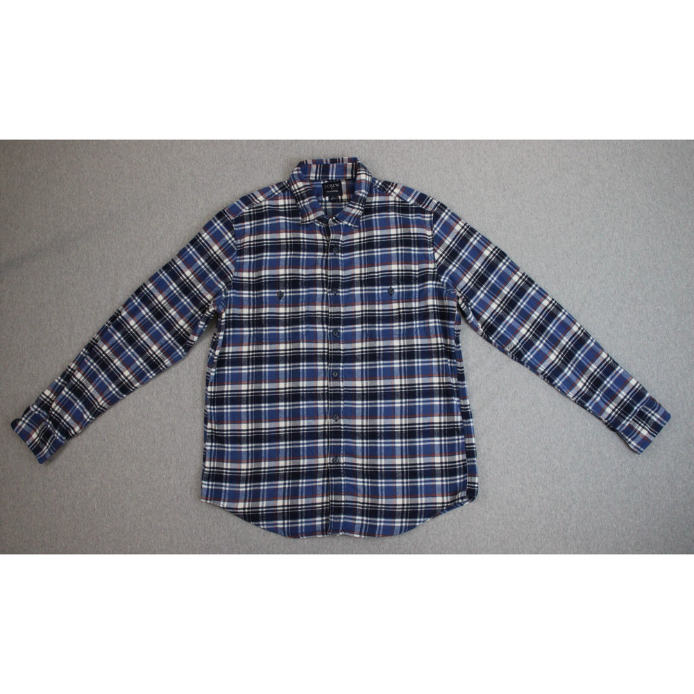 J Crew Shirt Mens Large Plaid 100% Cotton Flannel Long Sleeve Button-Up